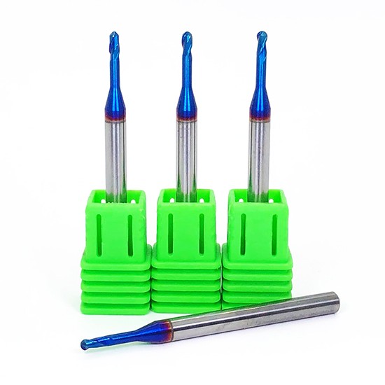 Solid Carbide Long Neck 2 Flutes Ball Nose End Mills With Blue Nano coating