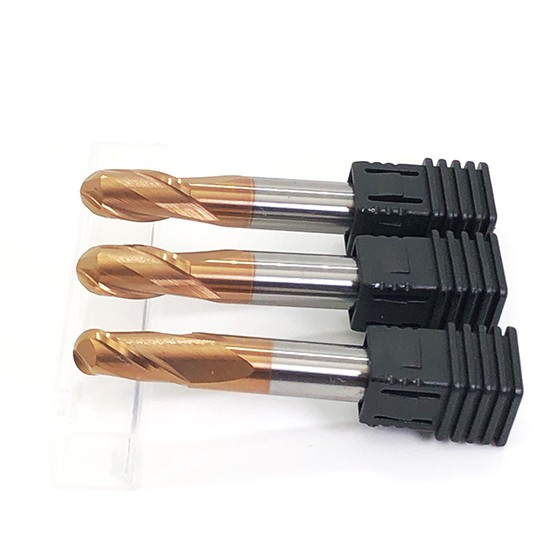 HRC60 Solid Carbide 2 Flute Ball Nose End Mill With Bronze Nano Coating