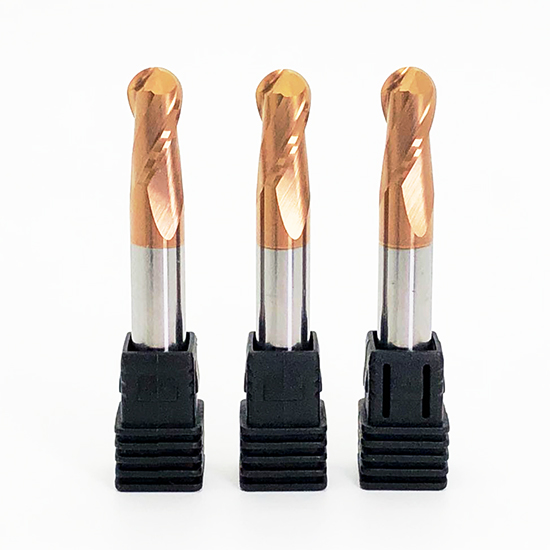 HRC60 Solid Carbide 2 Flute Ball Nose End Mill With Bronze Nano Coating