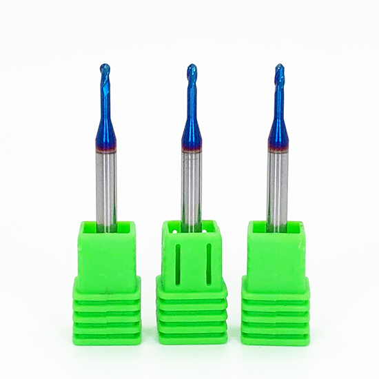 Solid Carbide Long Neck 2 Flutes Ball Nose End Mills With Blue Nano coating