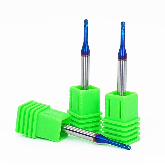 Solid Carbide Long Neck 2 Flutes Ball Nose End Mills With Blue Nano coating