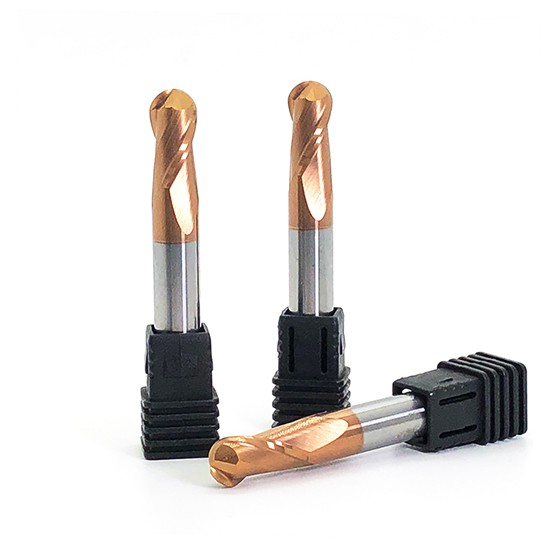 HRC60 Solid Carbide 2 Flute Ball Nose End Mill With Bronze Nano Coating