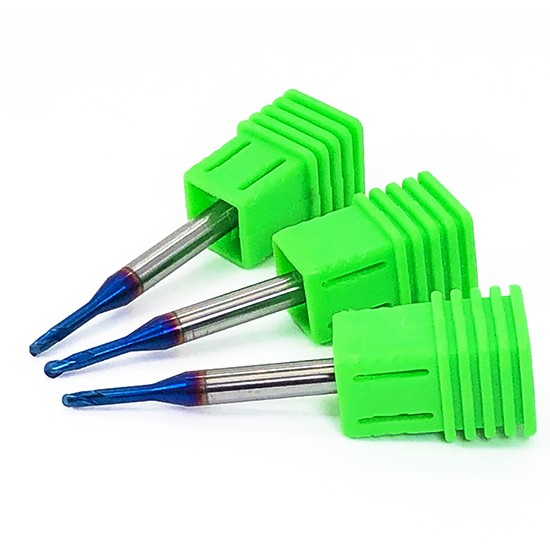 Solid Carbide Long Neck 2 Flutes Ball Nose End Mills With Blue Nano coating