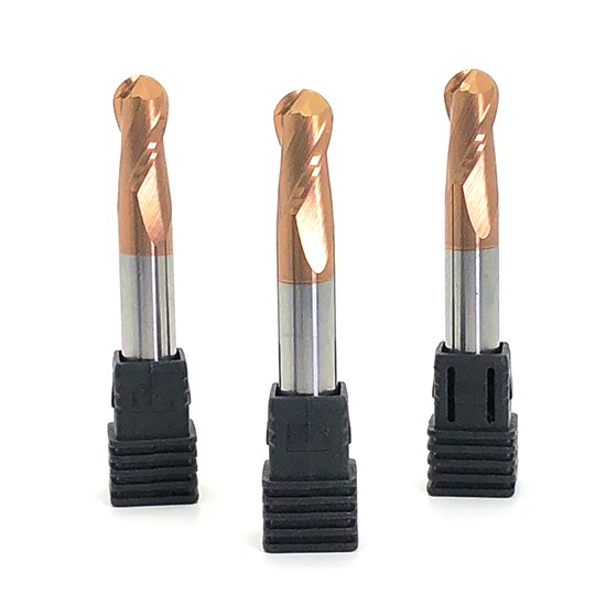 HRC60 Solid Carbide 2 Flute Ball Nose End Mill With Bronze Nano Coating