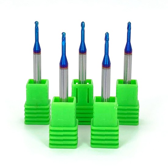 Solid Carbide Long Neck 2 Flutes Ball Nose End Mills With Blue Nano coating