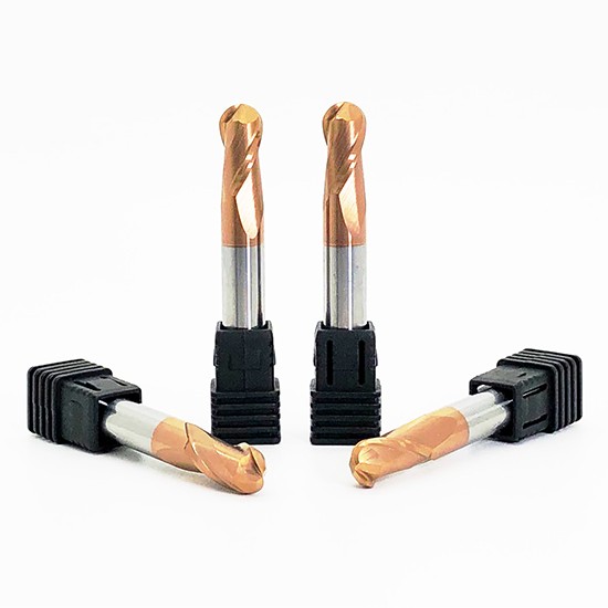 HRC60 Solid Carbide 2 Flute Ball Nose End Mill With Bronze Nano Coating